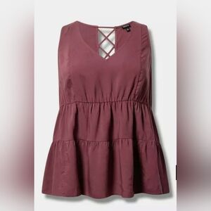 Torrid Challis Lace-Up Back Tiered Top